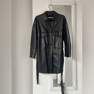 Zara faux leather oversized belted jacket